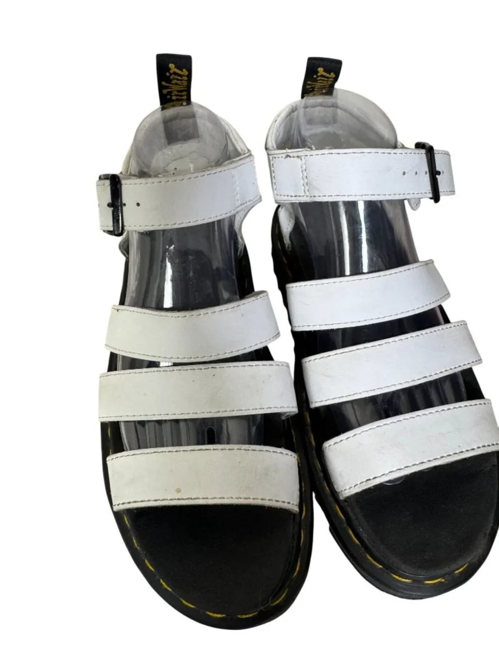 Dr. Martens Blaire White Hydro Leather Gladiator Sandals Women 8 Platform Chunky